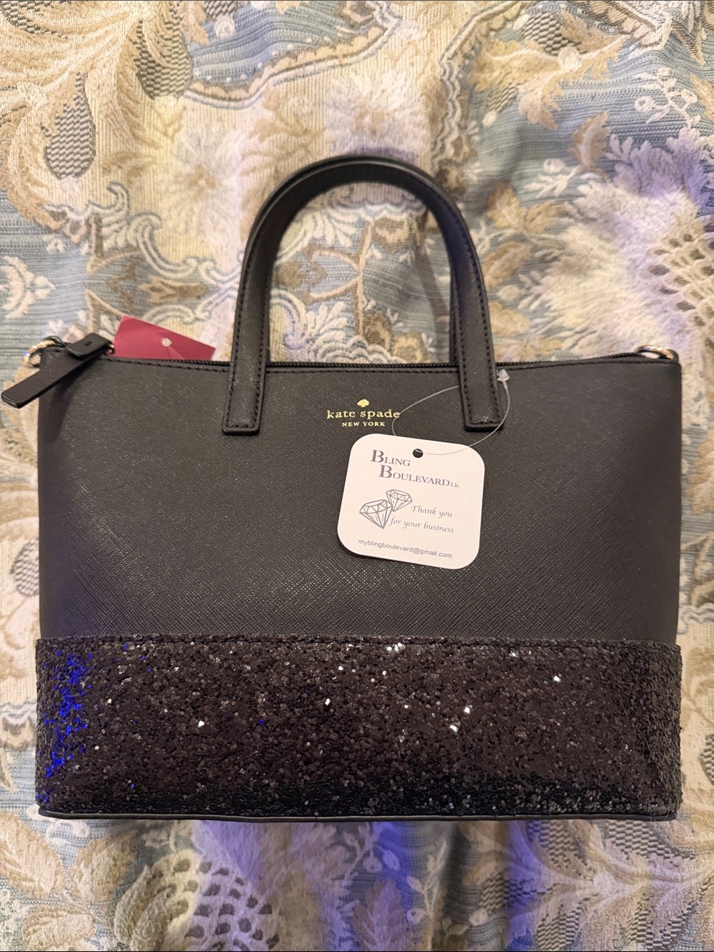 kate spade Black Satchel with Black Sequin Accent